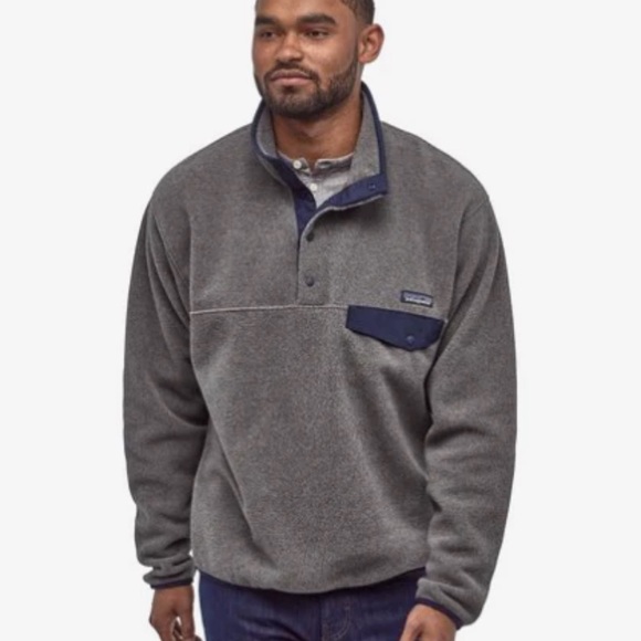 Patagonia Men's Synchilla® Snap-T® Fleece Pullover - Nickel w/Navy Blue Size XXL - Picture 1 of 8